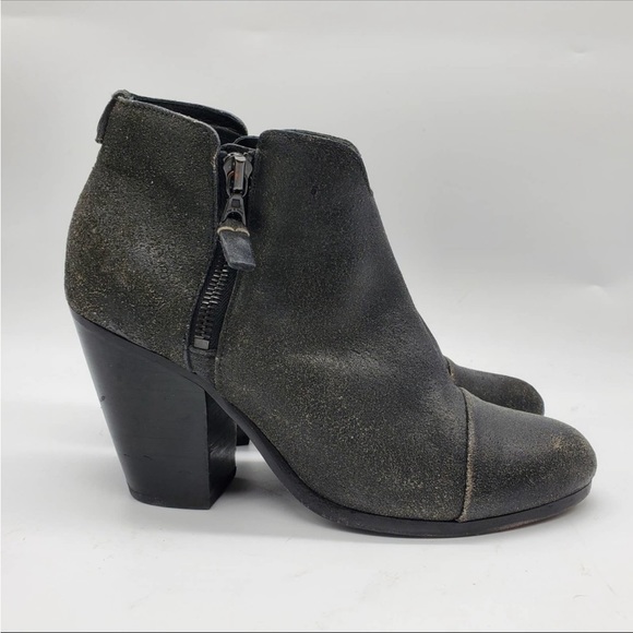 Rag & Bone Margot Distressed Black Leather Double-zip Ankle Boots EU 38.5 US 8.5 - Picture 7 of 7